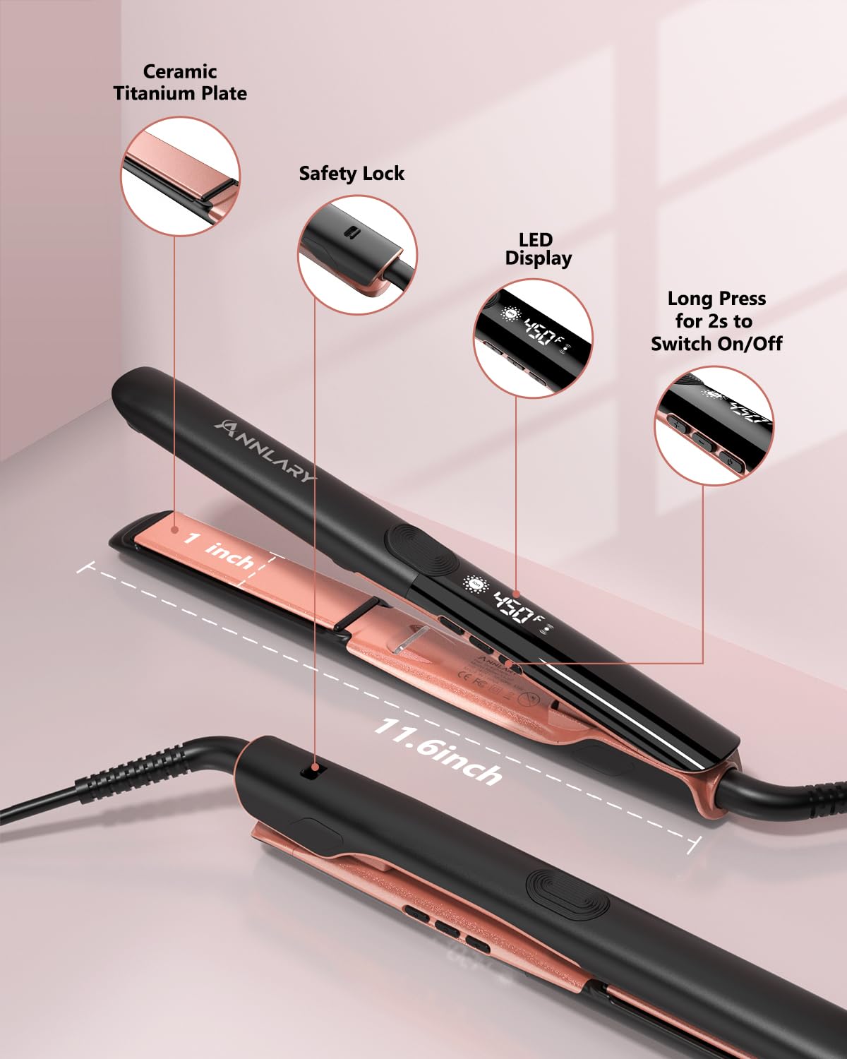 ANNLARY hair straightener packaging and accessories