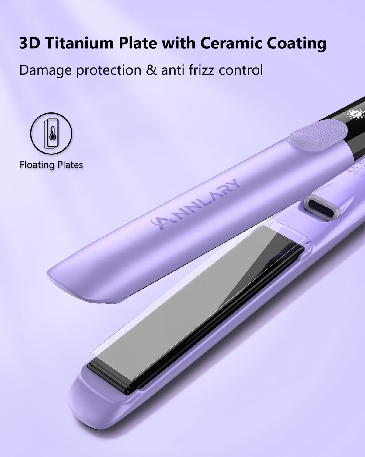 ANNLARY hair straightener with heat-resistant silicone pad