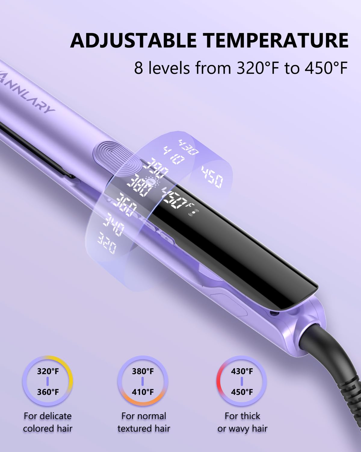 ANNLARY hair straightener with LED display