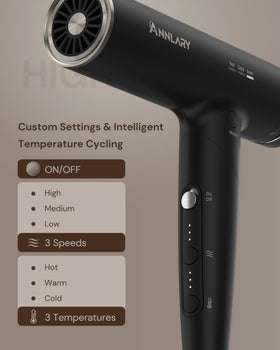 ANNLARY Plasma Ion Hair Dryer lifestyle scene on bathroom counter