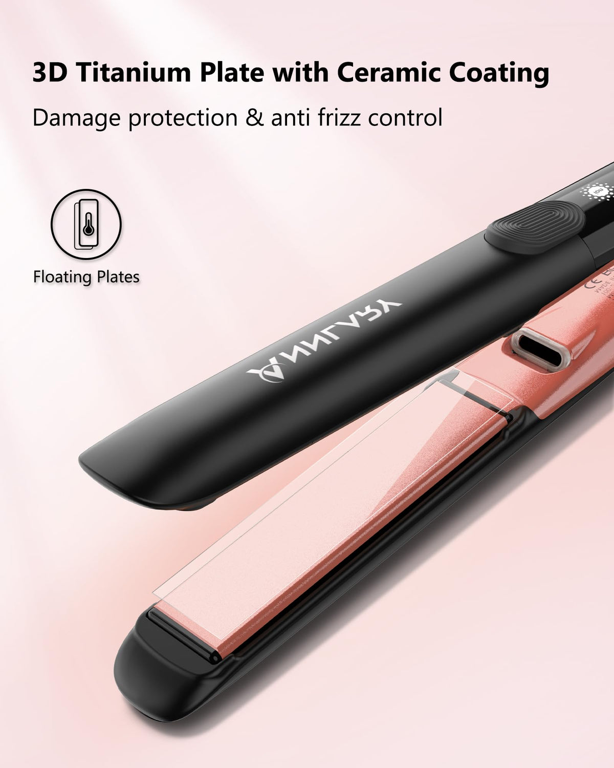 ANNLARY straightener showing heat-resistant silicone pad