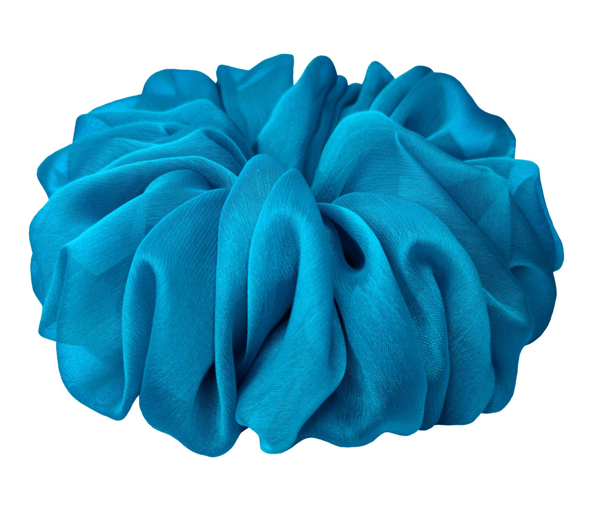 AnnushkaHomeDecor cyan blue chiffon scrunchie front view
