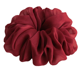 AnnushkaHomeDecor Dark Red Soft Sheer Chiffon Hair Scrunchie front view