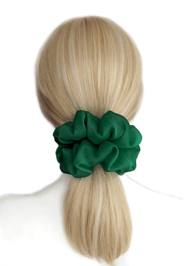 AnnushkaHomeDecor Grass Green scrunchie packaging with silver ribbon