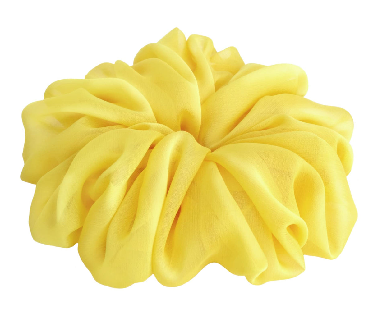 AnnushkaHomeDecor Lemon Yellow chiffon scrunchie front view