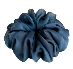 AnnushkaHomeDecor Moonlight Blue Chiffon Hair Scrunchie front view