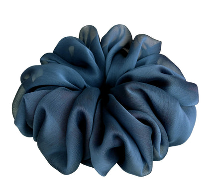 AnnushkaHomeDecor Moonlight Blue Chiffon Hair Scrunchie front view
