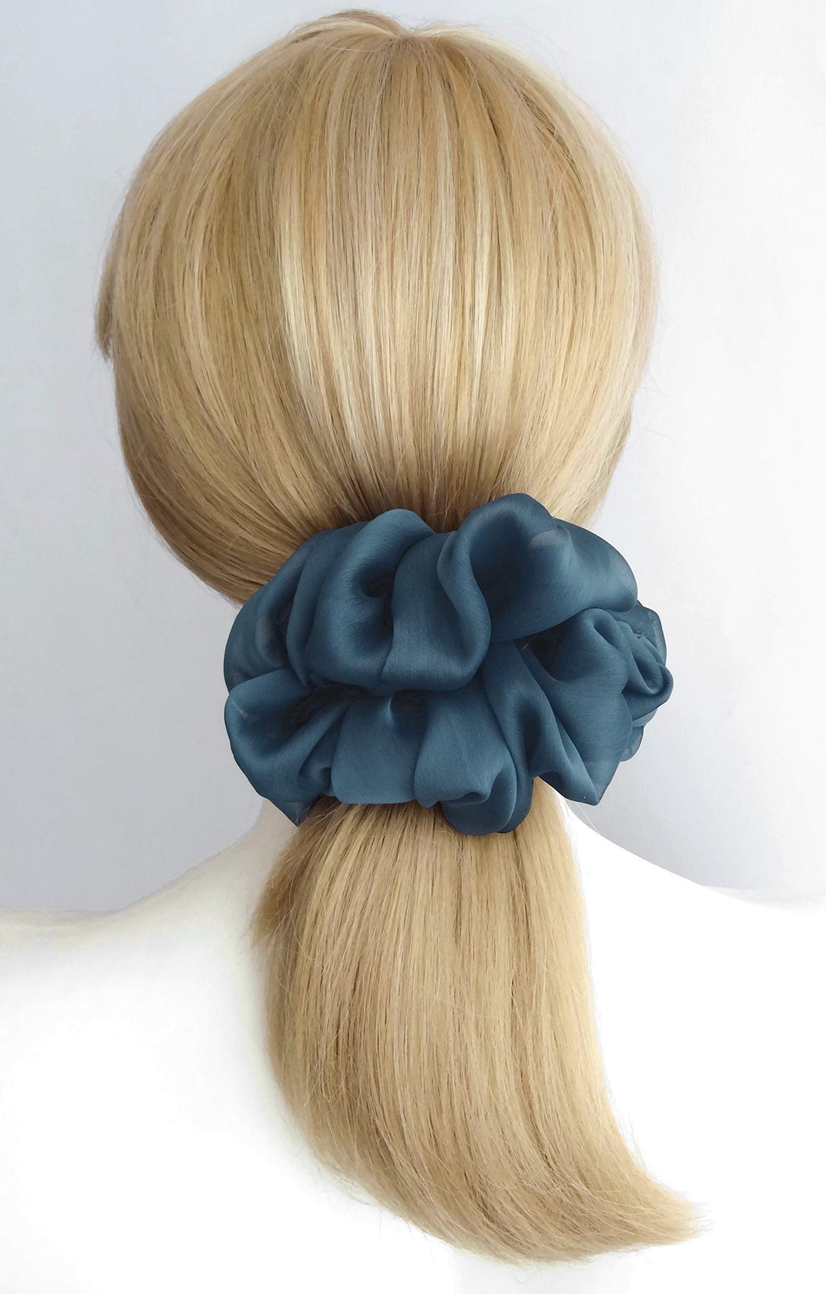 AnnushkaHomeDecor Moonlight Blue Chiffon Hair Scrunchie in packaging