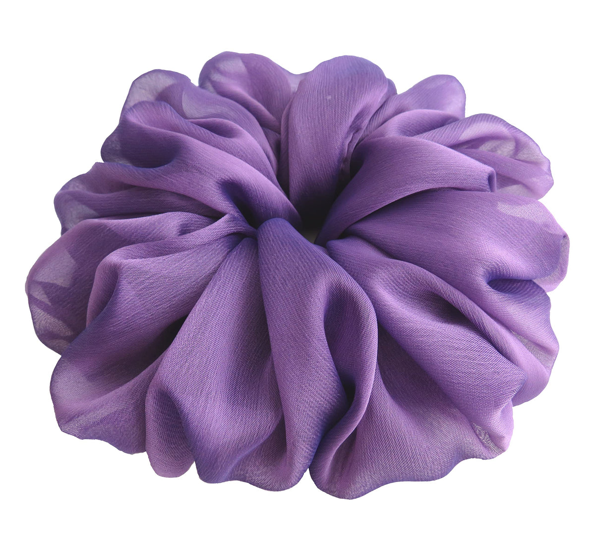 AnnushkaHomeDecor Purple Amethyst chiffon hair scrunchie front view