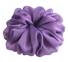 AnnushkaHomeDecor Purple Amethyst chiffon hair scrunchie front view