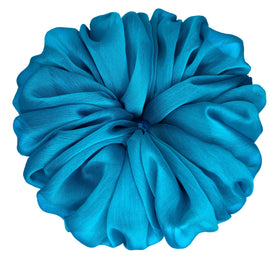 AnnushkaHomeDecor scrunchie in a clear gift box with silver ribbon