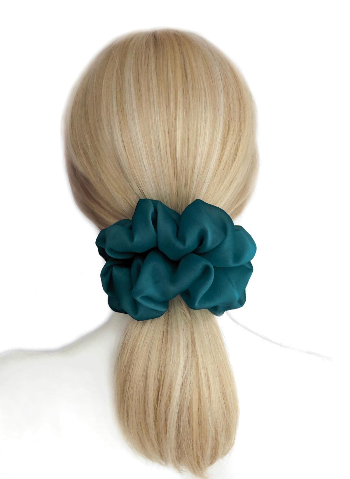 AnnushkaHomeDecor scrunchie in clear display box with silver ribbon