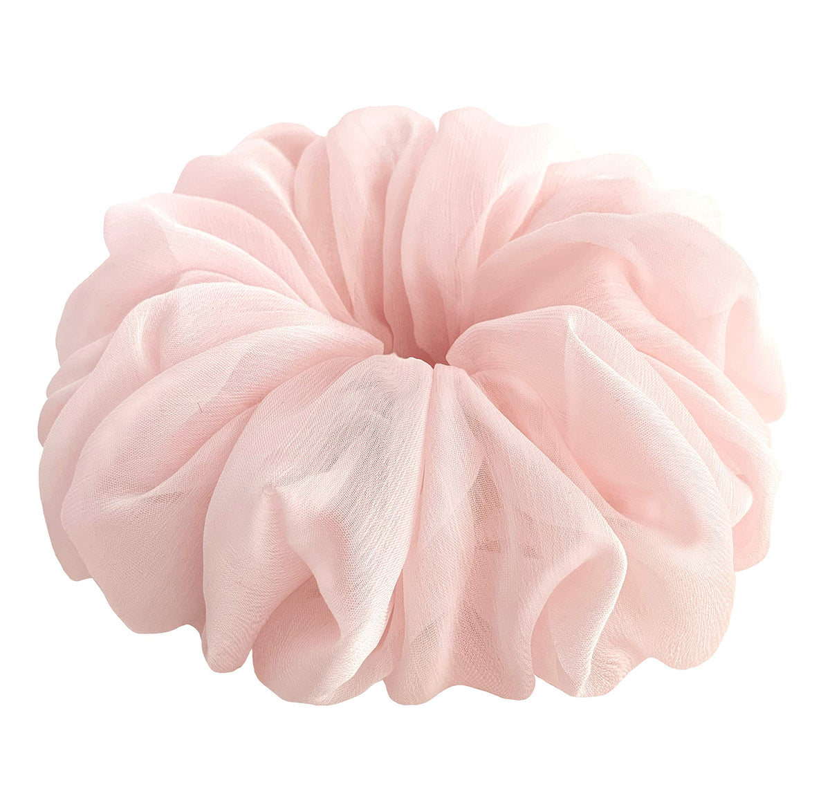 AnnushkaHomeDecor Sheer Chiffon Big Hair Scrunchies pale pink front view