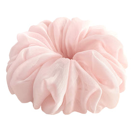 AnnushkaHomeDecor Sheer Chiffon Big Hair Scrunchies pale pink front view