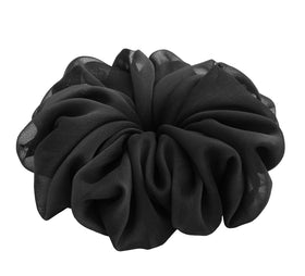 AnnushkaHomeDecor Soft Sheer Chiffon Big Hair Scrunchie in Black, front view