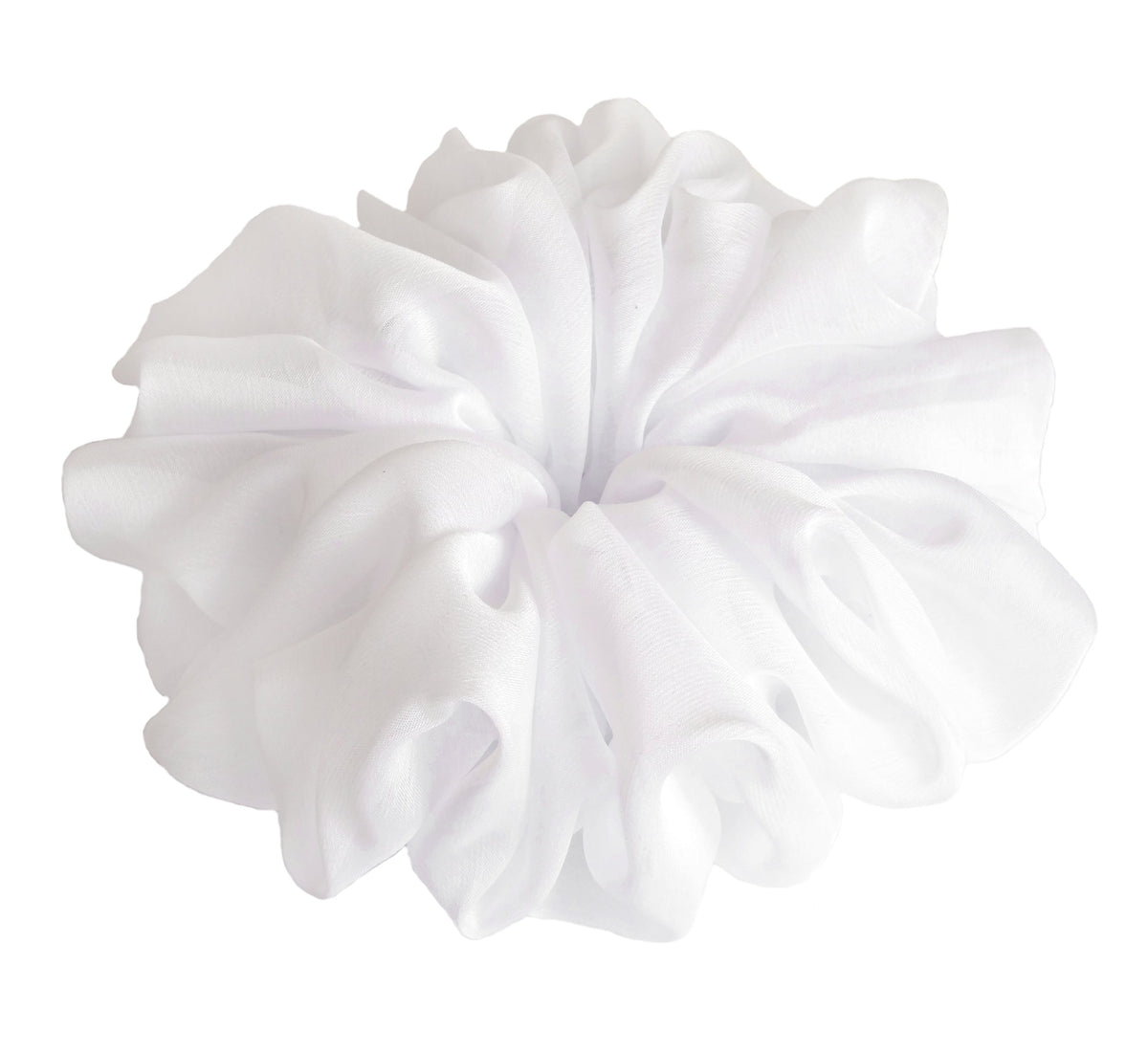 AnnushkaHomeDecor Soft Sheer Chiffon Big Hair Scrunchie in Bright White