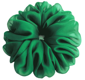 AnnushkaHomeDecor Soft Sheer Chiffon Big Hair Scrunchie in Green front view