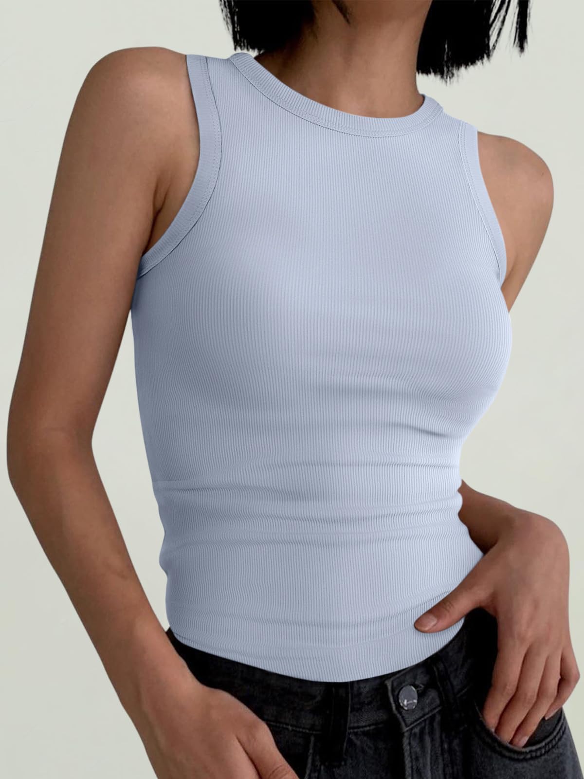 ANRABESS Womens Sleeveless High Neck Tank Top back view