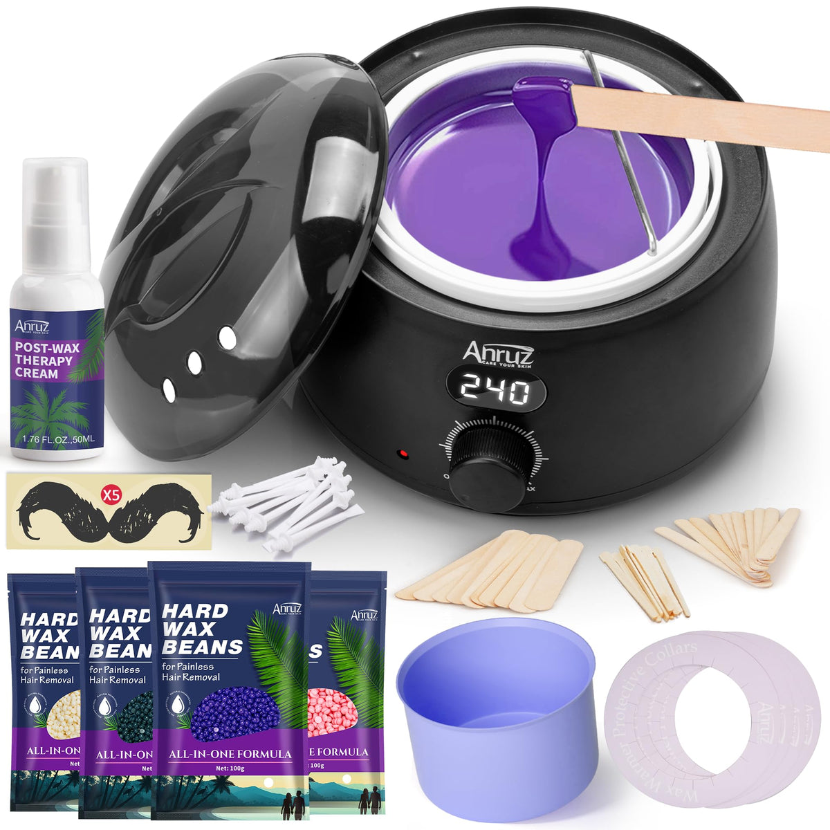 ANRUZ Waxing Kit digital wax pot front view