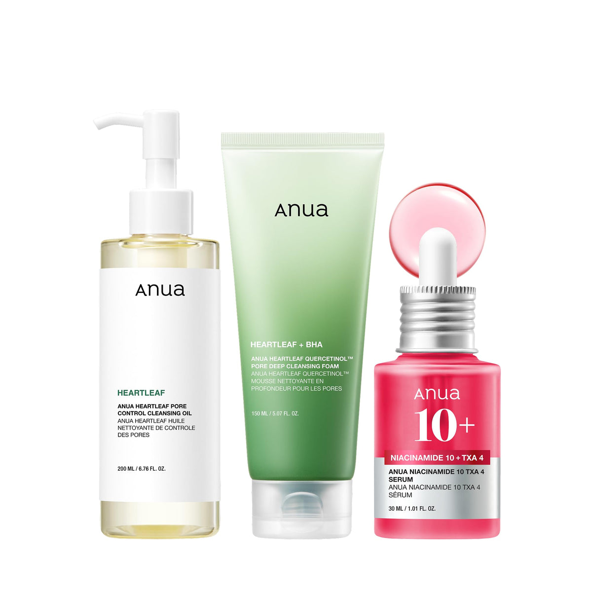 ANUA 3-Step Glass Skin Beginner Kit front view with all products