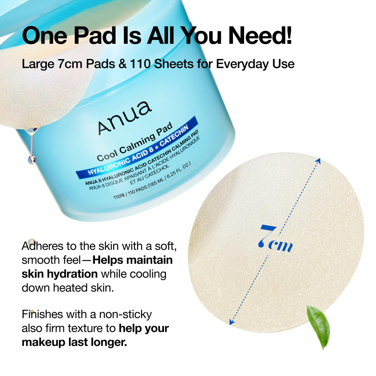 ANUA 8 Hyaluronic Acid Calming Pad with cooling effect demonstration