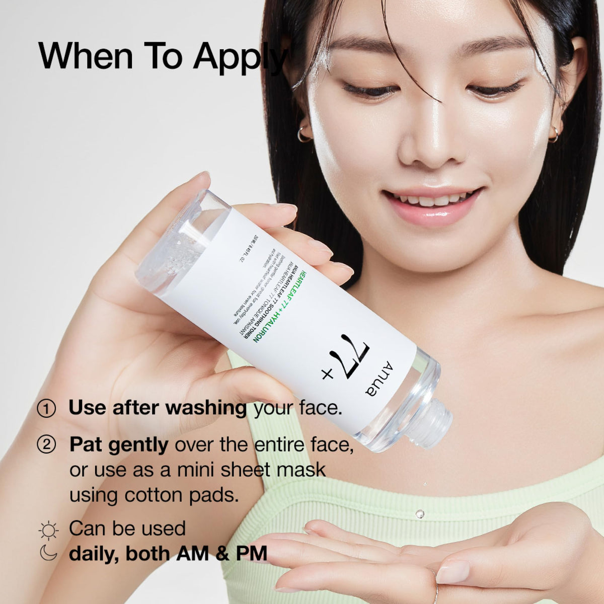 ANUA Heartleaf 77 Soothing Toner 8.45 fl. oz with cotton pad