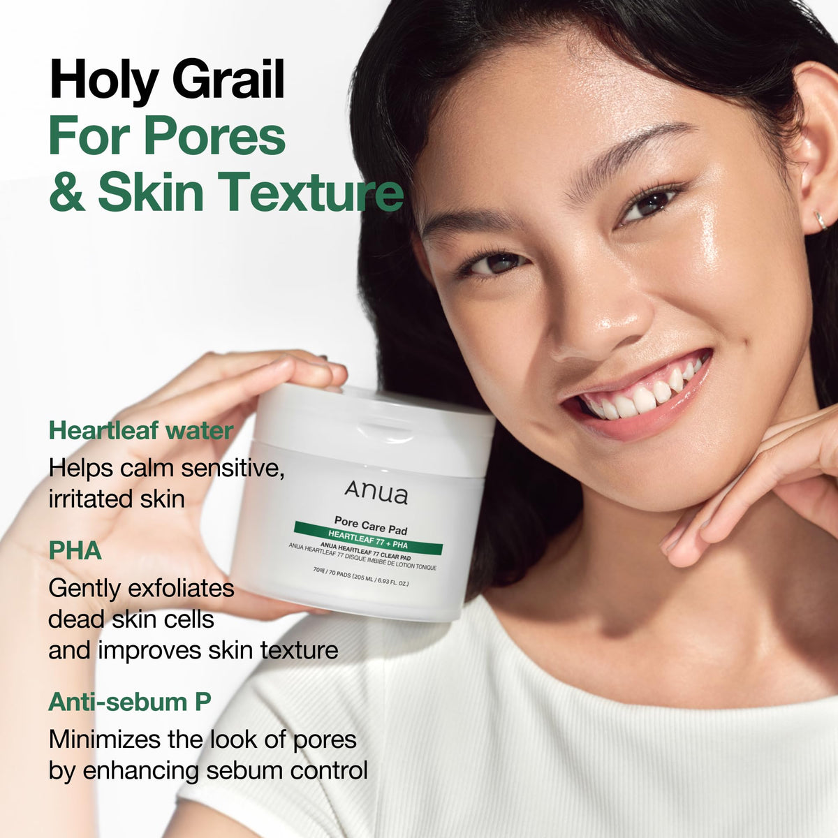 ANUA Heartleaf 77 Toner Pads application on skin