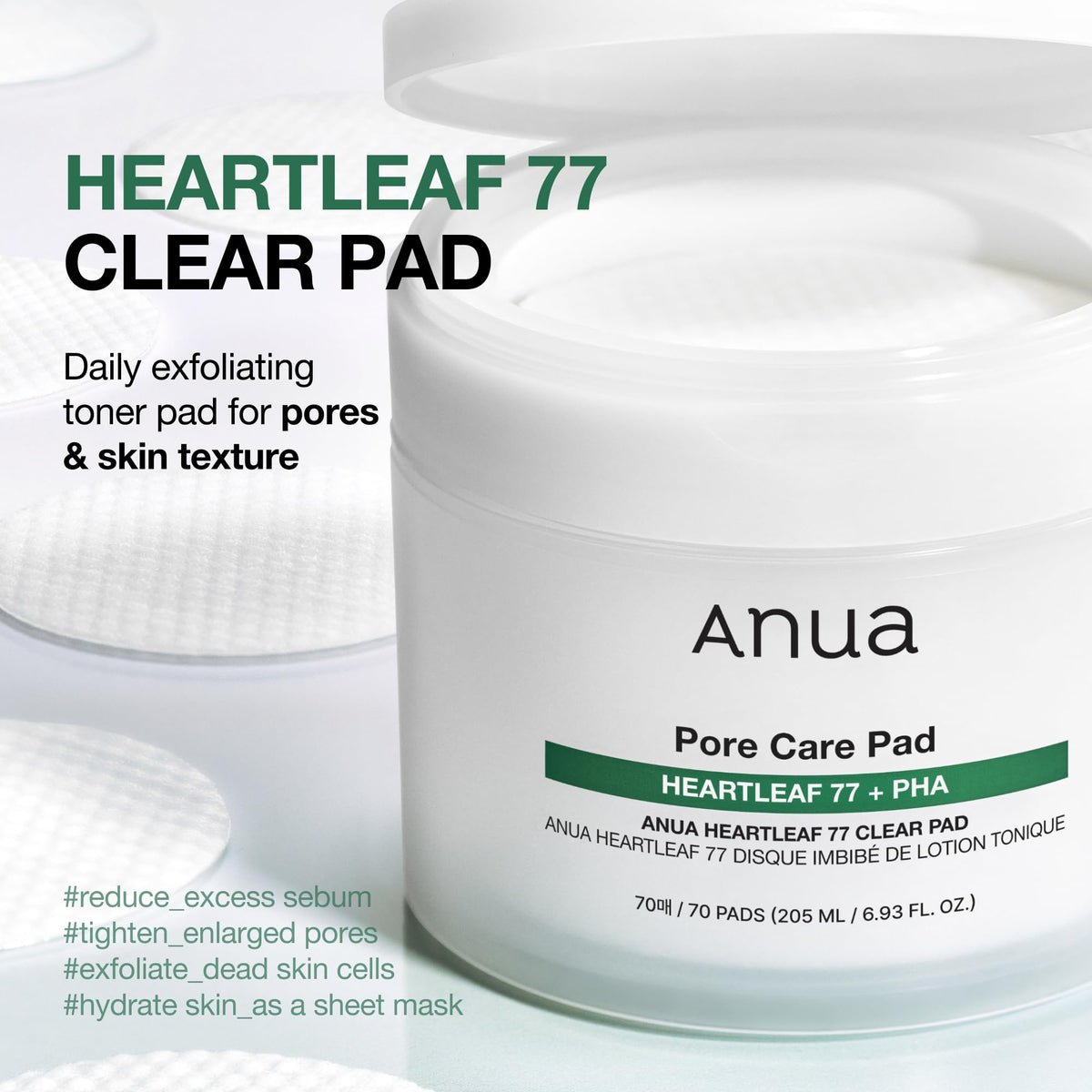 ANUA Heartleaf 77 Toner Pads smooth side close-up