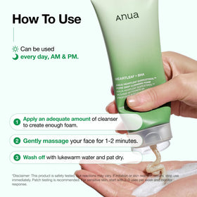 ANUA Heartleaf Quercetinol Pore Deep Cleansing Foam being applied