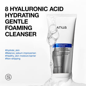 ANUA Hydrating Gentle Foaming Cleanser back view with ingredient list