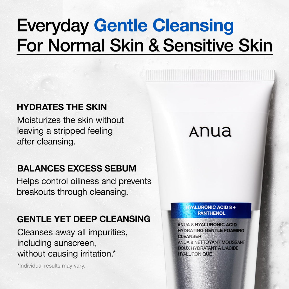 ANUA Hydrating Gentle Foaming Cleanser side view showing pump
