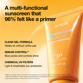 ANUA Invisible Matte Finish Sunscreen applied on skin