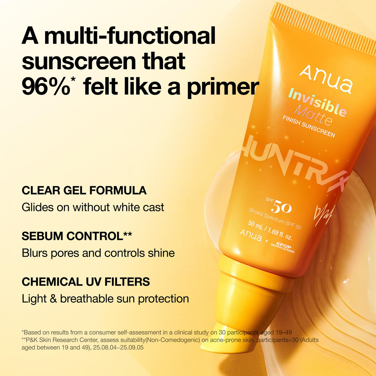ANUA Invisible Matte Finish Sunscreen applied on skin for matte finish