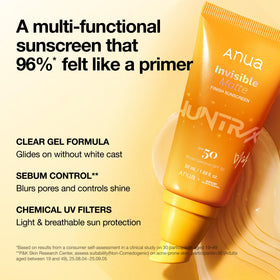 ANUA Invisible Matte Finish Sunscreen applied on skin for matte finish
