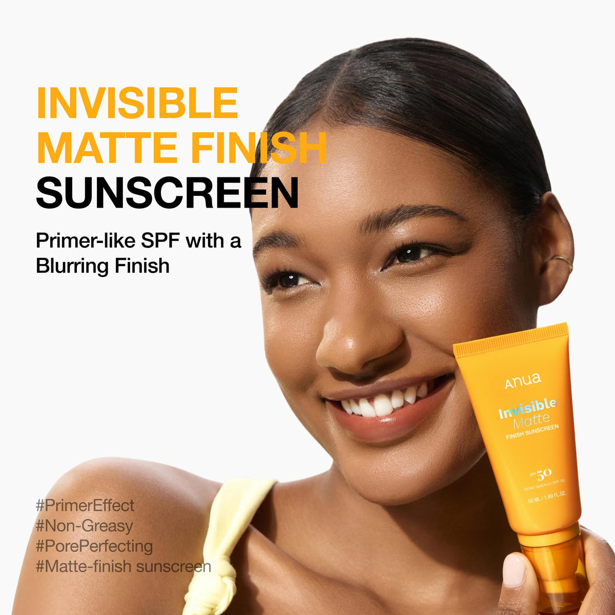 ANUA Invisible Matte Finish Sunscreen texture on skin