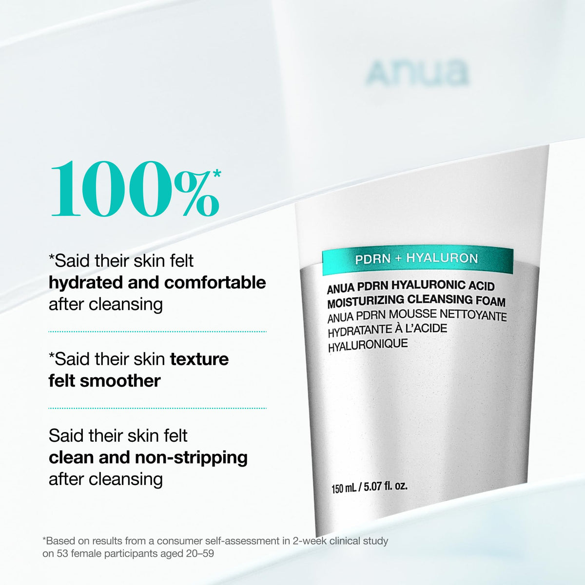 ANUA PDRN Cleansing Foam in bathroom setting