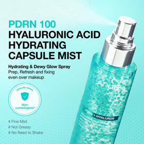 ANUA PDRN Collagen Glow Facial Serum Spray on a bathroom counter