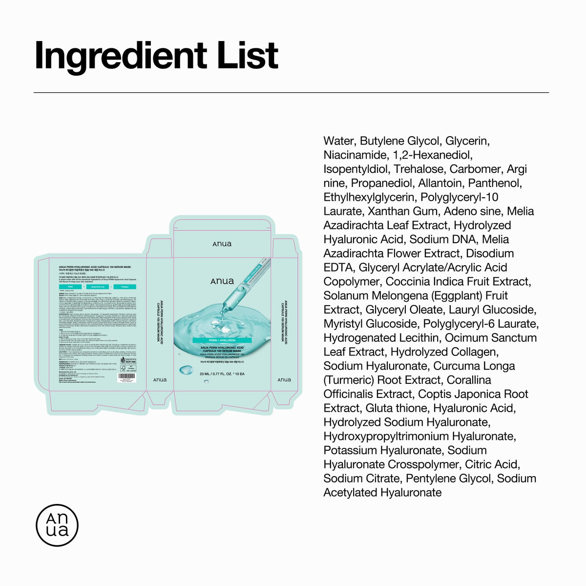 ANUA PDRN Hyaluronic Acid Capsule Serum Mask on a bathroom counter
