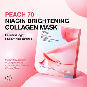 ANUA Peach 70 Niacin Brightening Collagen Mask application on skin