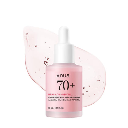 ANUA Peach 70 Niacinamide Serum front view with peach-toned liquid