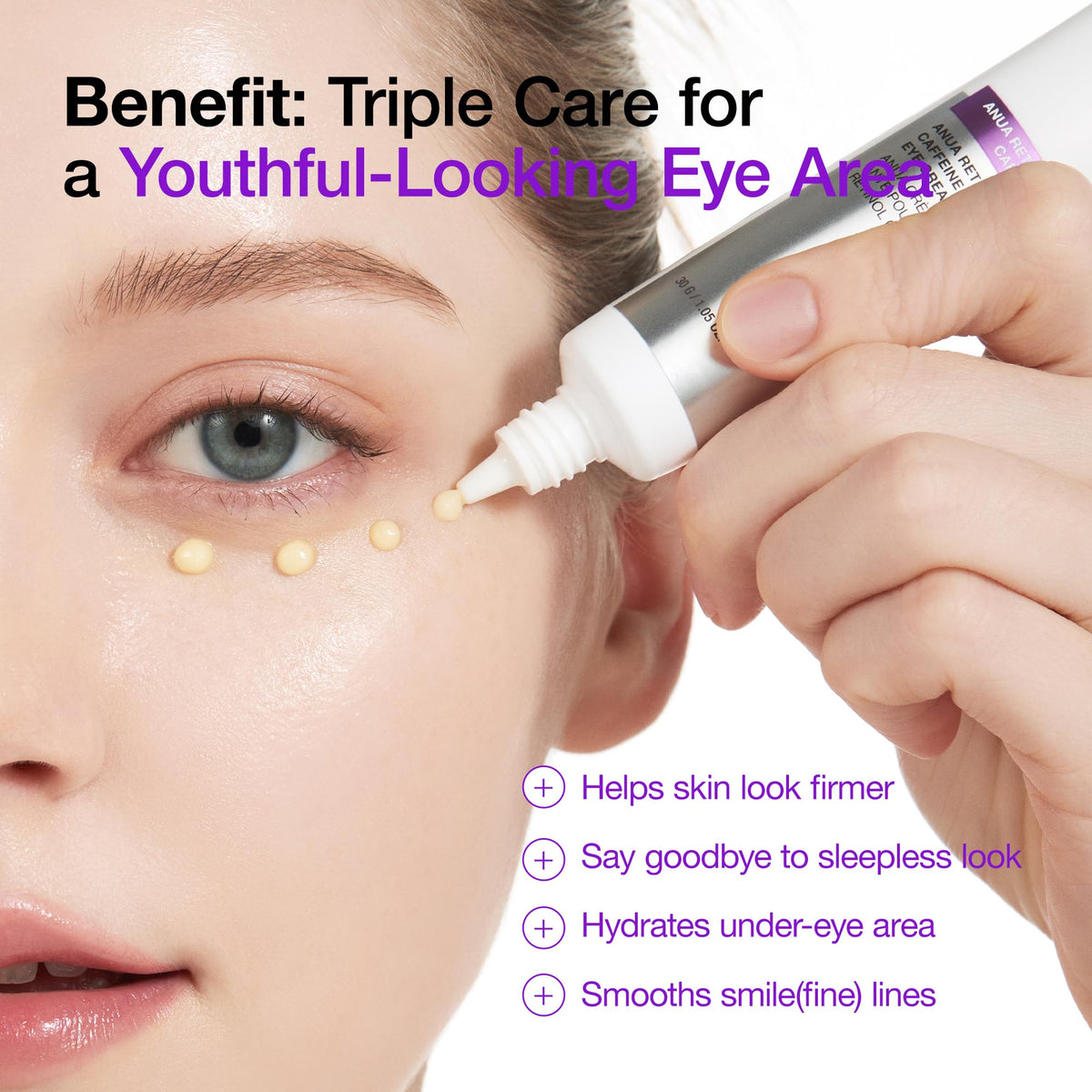 ANUA Retinol 0.1 Caffeine Eye Cream application on skin