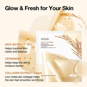 ANUA Rice 70 Glow Collagen Mask application on skin