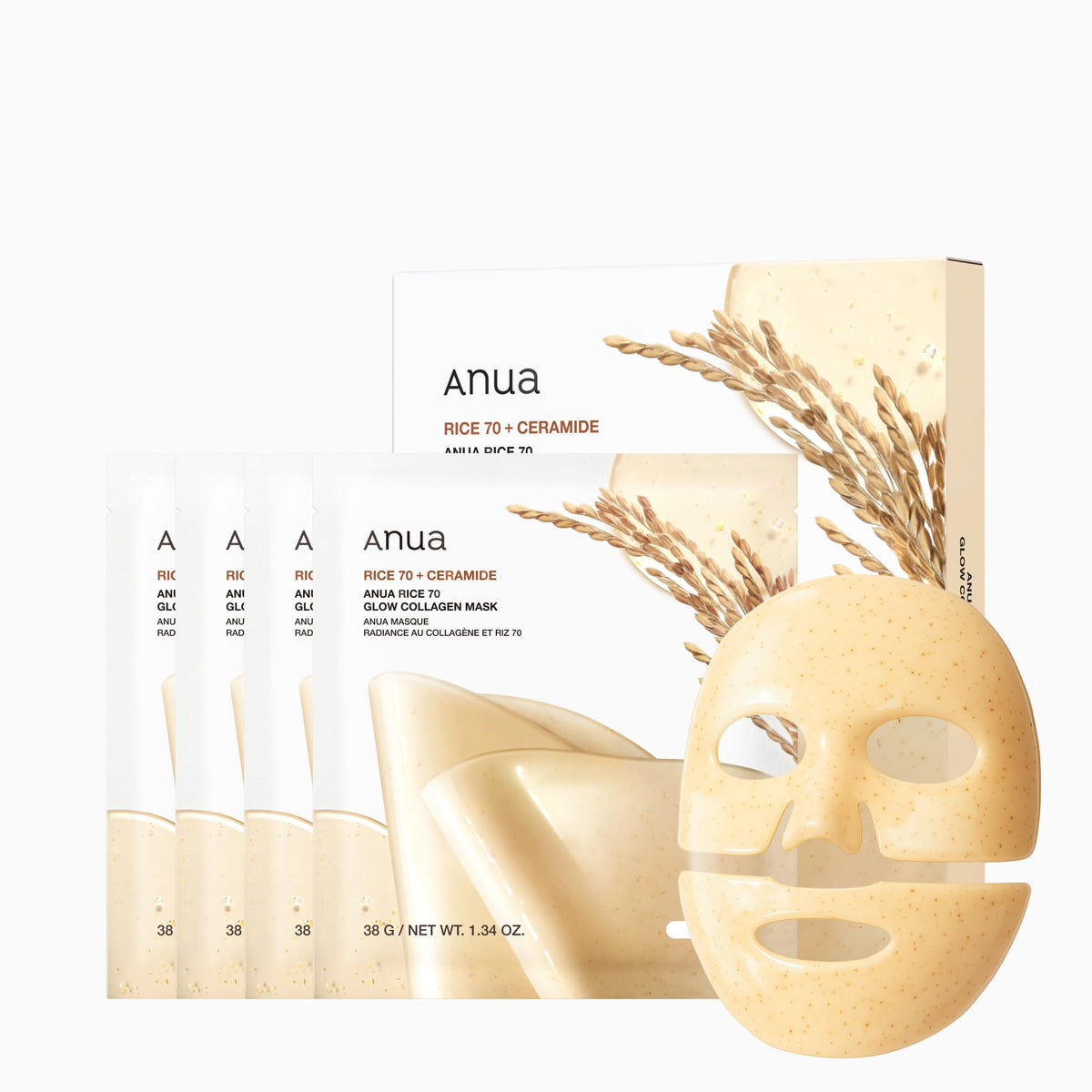 ANUA Rice 70 Glow Collagen Mask packaging front view