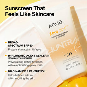 ANUA Zero Cast Moisturizing Sunscreen SPF 50+ application on skin