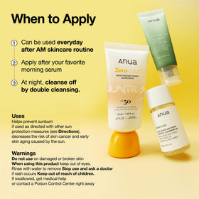 ANUA Zero Cast Moisturizing Sunscreen SPF 50+ ingredients list