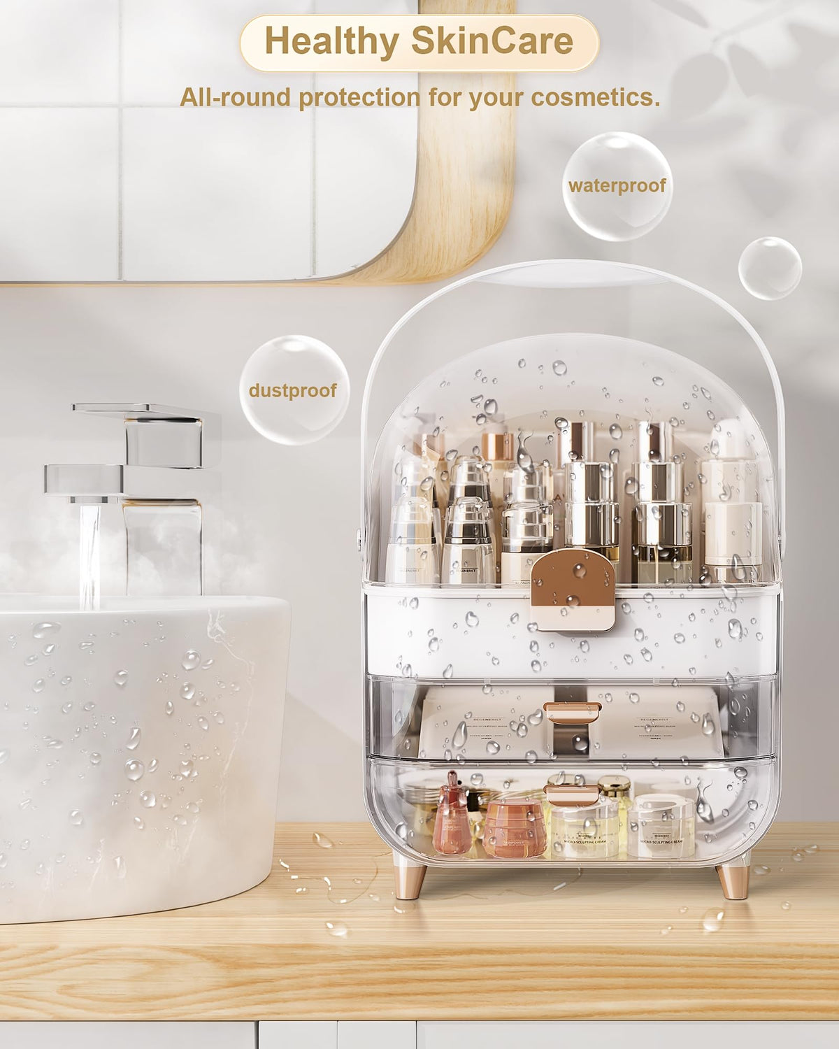 Anylady Makeup Organizer close-up of handle