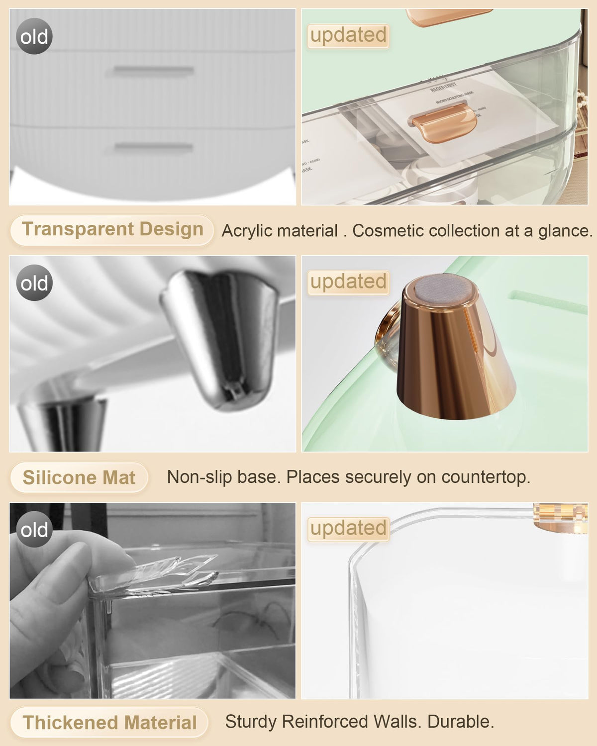 Anylady Makeup Organizer filled with cosmetics and skincare products