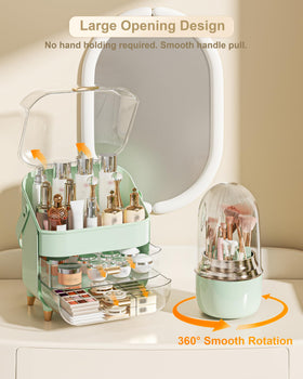 Anylady Makeup Organizer on a vanity with beauty products arranged
