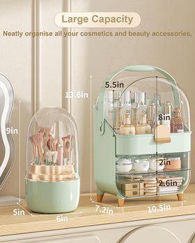 Anylady Makeup Organizer side view showcasing storage for tall bottles