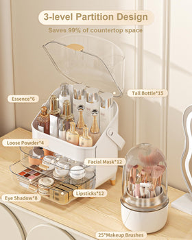 Anylady Makeup Organizer side view with skincare products